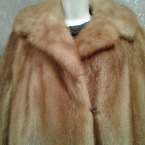 MINK COAT JACKET REAL GENUINE NATURAL BROWN TAN FUR M MEDIUM L LARGE MID-LENGTH - Picture 2 of 15